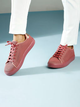 Inc.5 - Women Peach Woven Design Sneakers