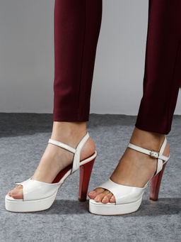 Inc.5 - Women Off White Party Block Heels with Buckles