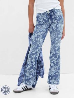 GAP - Girls Floral Mid-Rise Bootcut Fit Jeans
