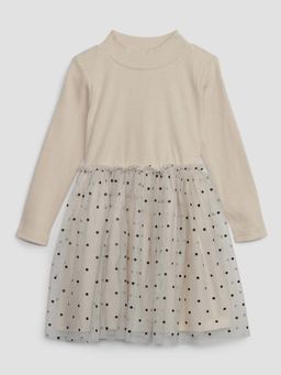 GAP - Girls Polka Dot Mesh Mock Neck Dress