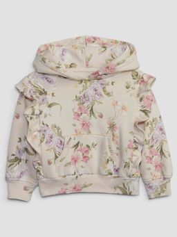 GAP - Girls Floral Print Ruffle Hooded Sweatshirt