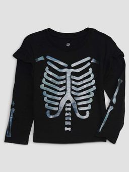 GAP - Girls Metallic Ruffled Crew Neck T-Shirt