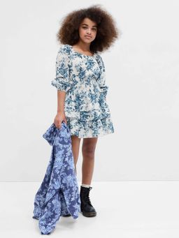 GAP - Girls Floral Print Square Neck Tiered Dress