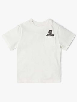 GAP - Boys White Print Crew Neck T-Shirt