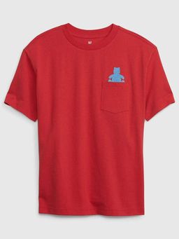 GAP - Boys Red Print Crew Neck T-Shirt