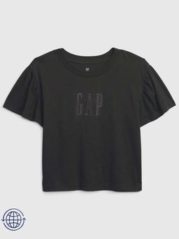 GAP - Girls Embroidered Logo Crew Neck T-Shirt