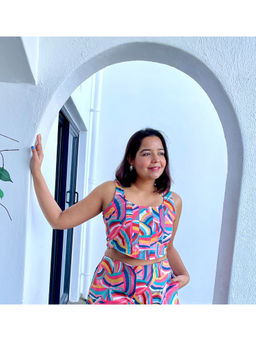 Label Tanvee - Multi-Color Rainbow Corset Style Crop Top