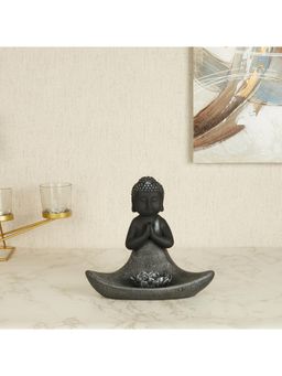 HomeTown - Zen Polyresin Buddha Hand Finished Tealight Holder 18cm in Grey Colour
