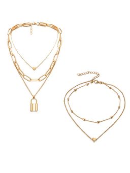 Jewels Galaxy - Jewellery For Women Gold-Plated Layered Necklace (Set of 2)