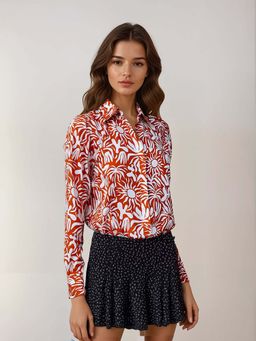 CRIMSOUNE CLUB - Women Orange Printed Shirt