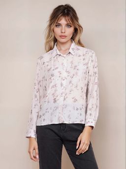 CRIMSOUNE CLUB - Women Purple Floral Print Shirt