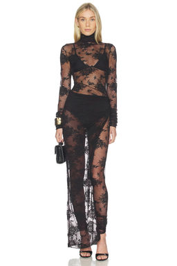 The Andamane - Tessa Lace Turtleneck Openback Jumpsuit