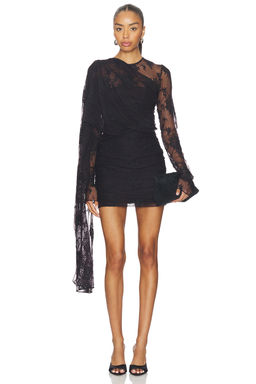 The Andamane - Xenia Lace Cape-effect Mini Dress
