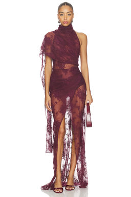 The Andamane - Waverly Lace Maxi Cape-effect Maxi Dress