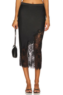 fleur du mal - Silk And Lace Scallop Midi Skirt