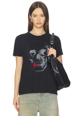 Lauren Moshi - Crystal Tongue Skull Boyfriend Tee