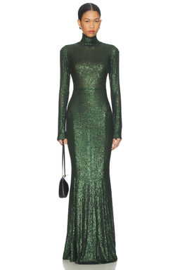 Norma Kamali - Long Sleeve Turtle Fishtail Gown