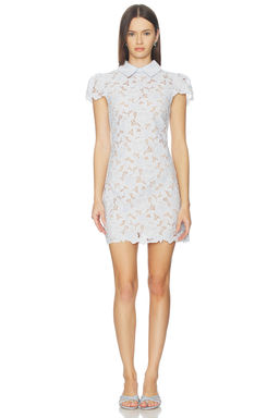 self-portrait - Blue Guipure Lace Mini Dress