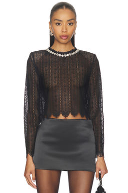 self-portrait - Black Organza Lace Top