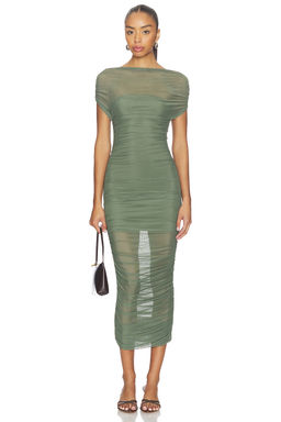 Ser.O.Ya - Noel Off Shoulder Mesh Midi Dress
