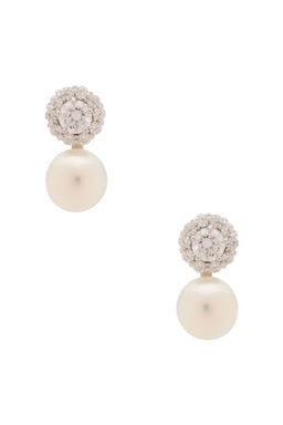 SHASHI - Halo Stud Pearl Drop Earring