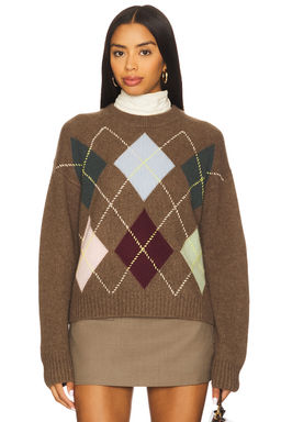 White + Warren - Cashmere Argyle Crew Sweater