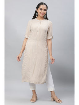 Aurelia - Brown & White Striped Kurta