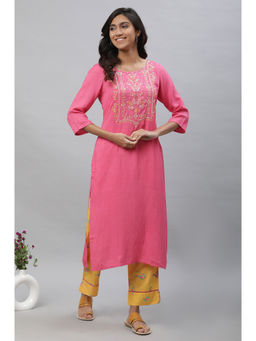 Aurelia - Pink Embroidered Ethnic Kurta