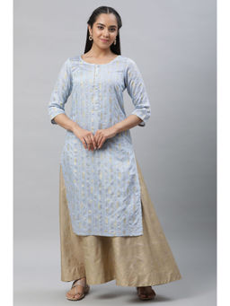 Aurelia - Blue Foil Printed Festive Kurta