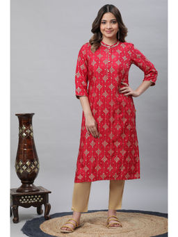 Aurelia - Red Foil Printed Embellished Festive Kurta