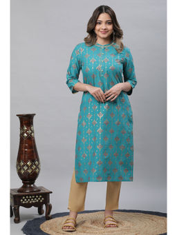 Aurelia - Blue Foil Ornamented Festive Kurta