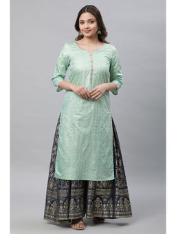 Aurelia - Green Foil Printed Embellished Kurta
