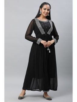 Aurelia - Black Embroidered Sheer Kurta (Set of 3)