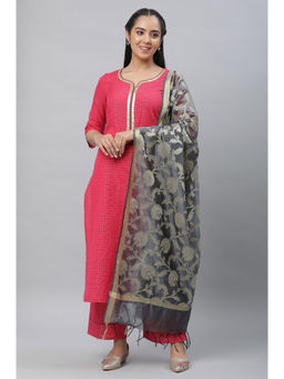 Aurelia - Pink Yarn Stripes Kurta (Set of 3)