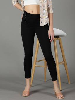 SHOWOFFFF - Women's Stretchable Clean Look Black Skinny Fit Jeans