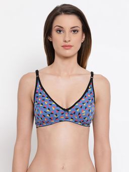 Clovia - Cotton Non-Wired Non-Padded Printed Bra In Blue