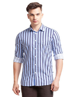 Parx - Stripes Blue Casual Shirt