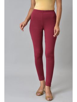 Aurelia - Maroon Cotton Lycra Tights