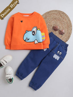 Hopscotch - 2-Piece Animal Applique T-Shirt and Denim Jeans