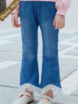 Hopscotch - Ruffle Embellished Denim Jeans