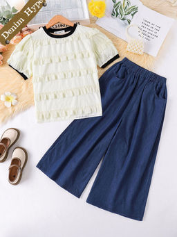 Hopscotch - 2-Piece Ruffled Top and Denim Jeans