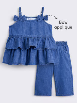 Hopscotch - 2-Piece Bow Top and Denim Jeans
