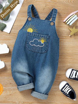 Hopscotch - Sun Embroidered Denim Dungaree