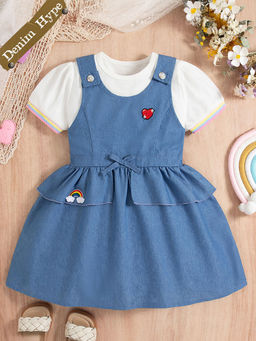Hopscotch - Rainbow Applique Casual Dress with T-Shirt (Set of 2)
