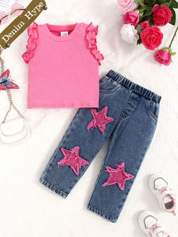 Hopscotch - 2-Piece Ruffle Tank Top and Denim Jeans