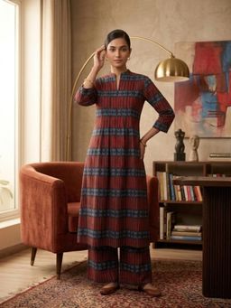 Autumnlane - Akshara Brick Cotton Kurta with Palazzo