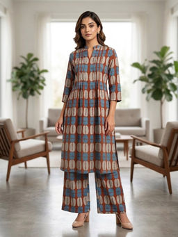 Autumnlane - Akshara Heather Printed Cotton Kurta with Palazzo
