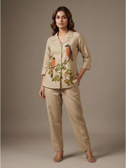Autumnlane - Prisha Greige Cotton Co-Ord Set