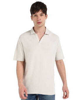 Calvin Klein - Beige Solid Regular Fit Polo T-Shirt