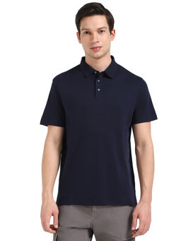 Calvin Klein - Navy Blue Solid Regular Fit Polo T-Shirt